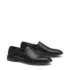 H. S. Trask black woven leather loafers slip on shoes women’s size 9 artisan